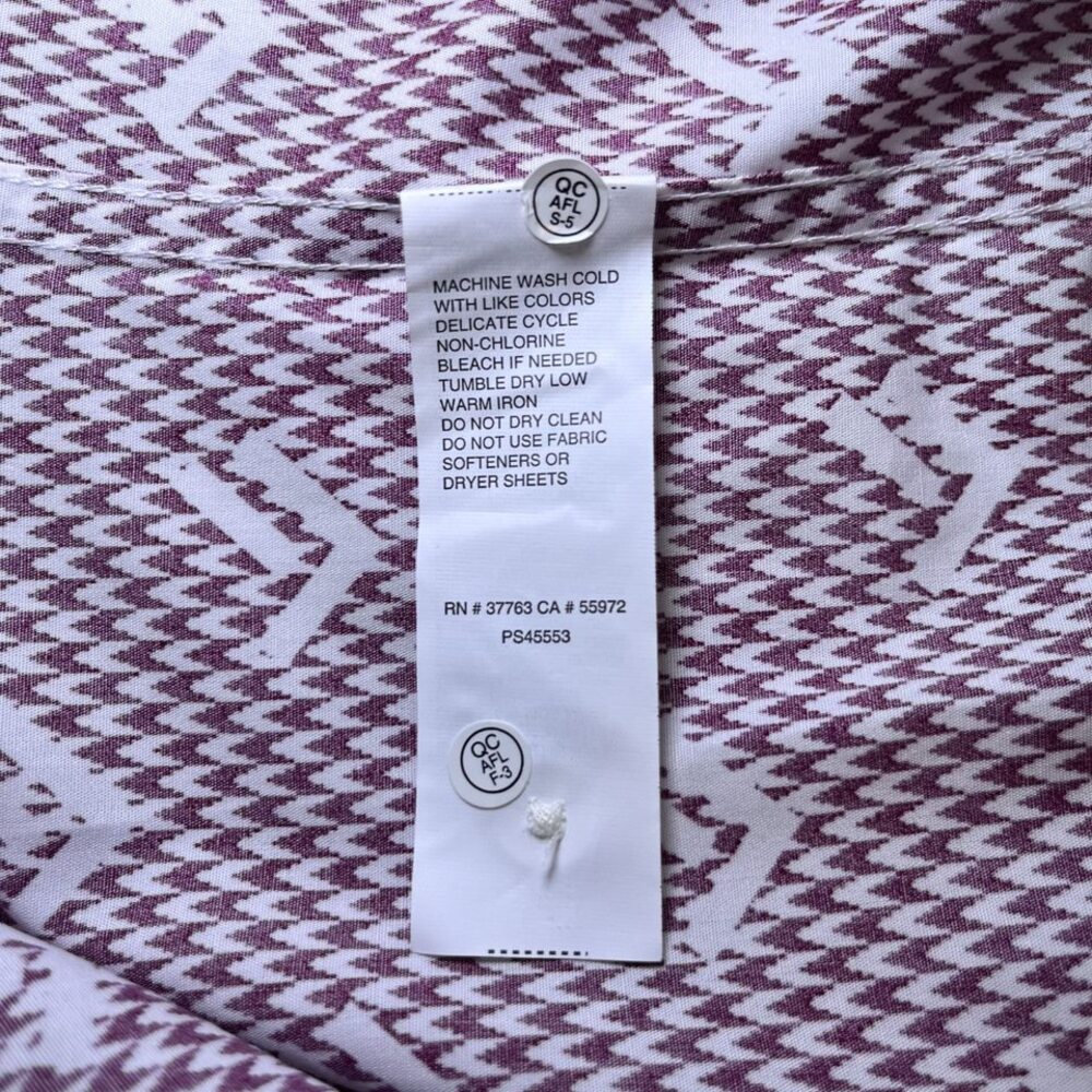 Perry Ellis SLIM FIT short sleeve button down shirt cotton maroon white mens L - Picture 6 of 12